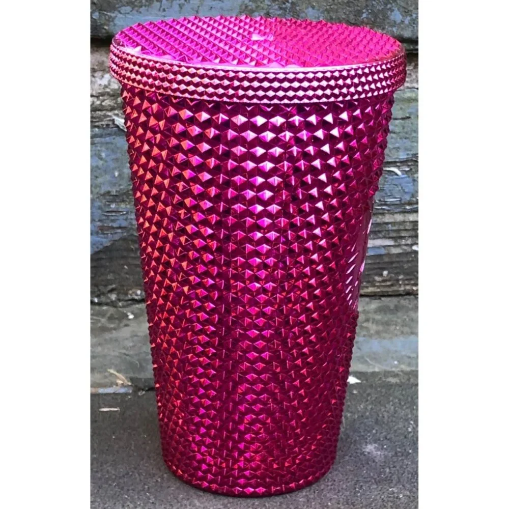 Starbucks Christmas 2022 Grande Sangria 24 oz Metallic Pink Studded Tumbler - Picture 5 of 8